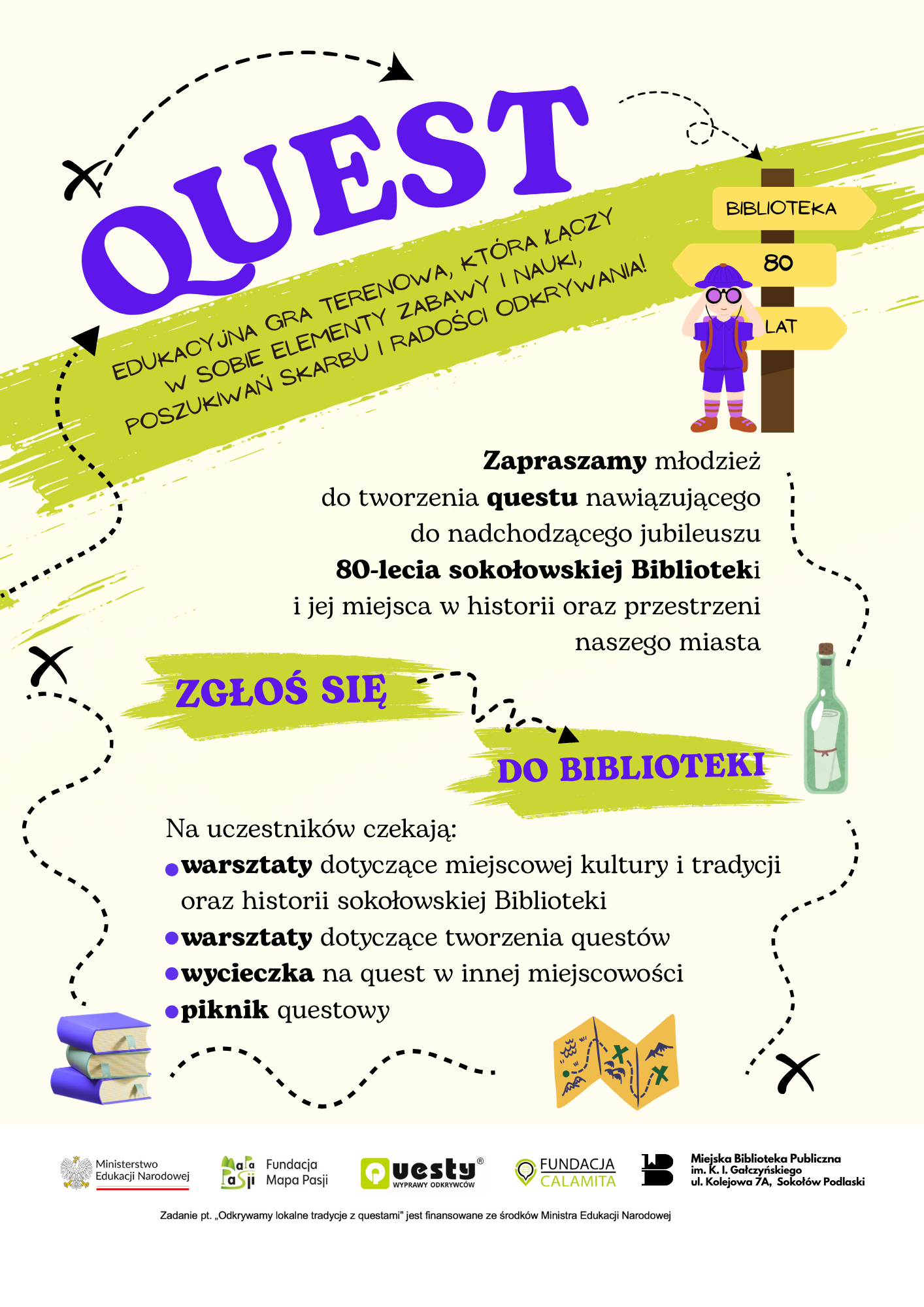 Plakat na Quest. Na plakacie zawarte są informacje, które umieszczone są w treści artykułu.