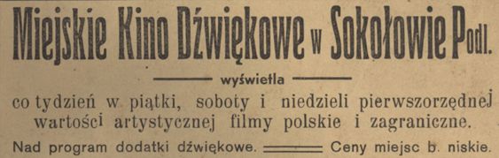 reklama sokolowskiego kina