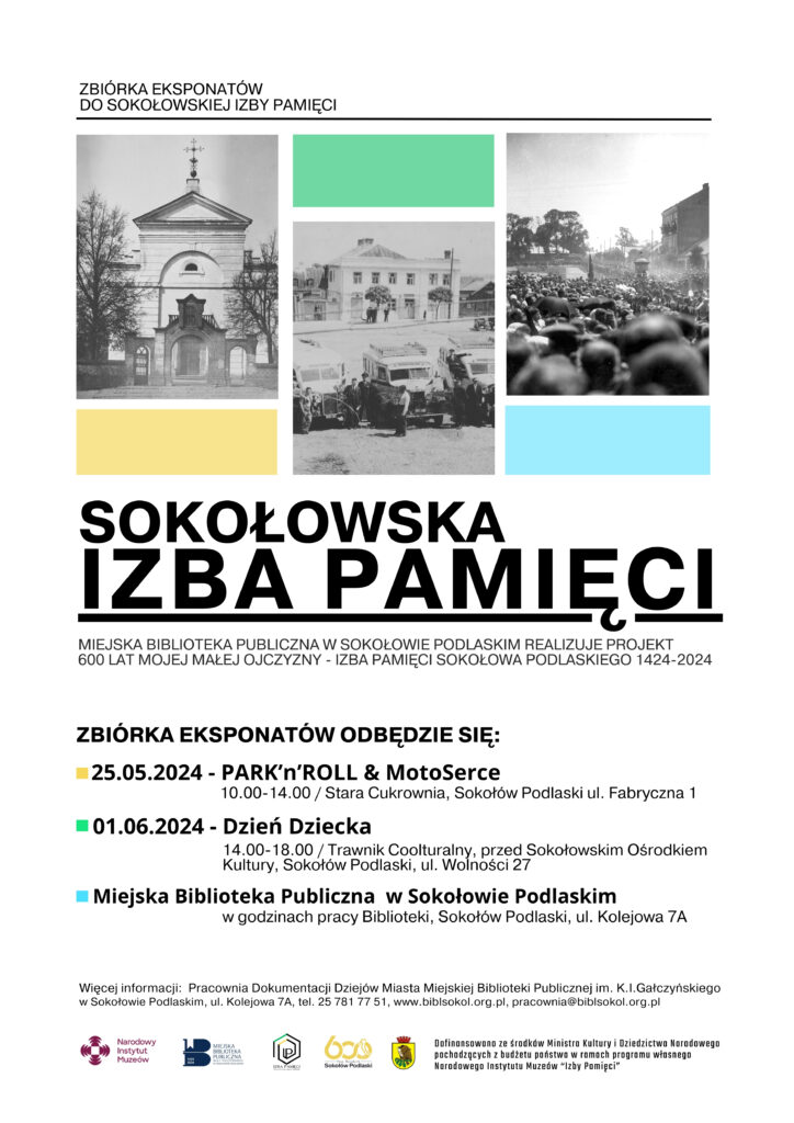 Plakat informujący o zbiórce eksponatów do Izby Pamięci. Tekst z plakatu znajduje się w treści artykułu.