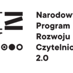 Logo z czarnymi napisami. Po prawej stronie każde słowo w oddzielnej linijce Narodowy Program Rozwoju Czytelnictwa 2.0. Po lewej stronie trzy duże liter C, Z, Y oraz wielokropek.