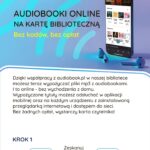Pierwsza grafika z opisem jak korzystać z audiobook.pl. Krok 1 zeskanuj kod QR do sklepy Play lub sklepu Apple.